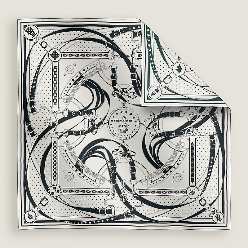 清晨漫步Bandana”140双面方巾- 白色| Hermès - 爱马仕官网